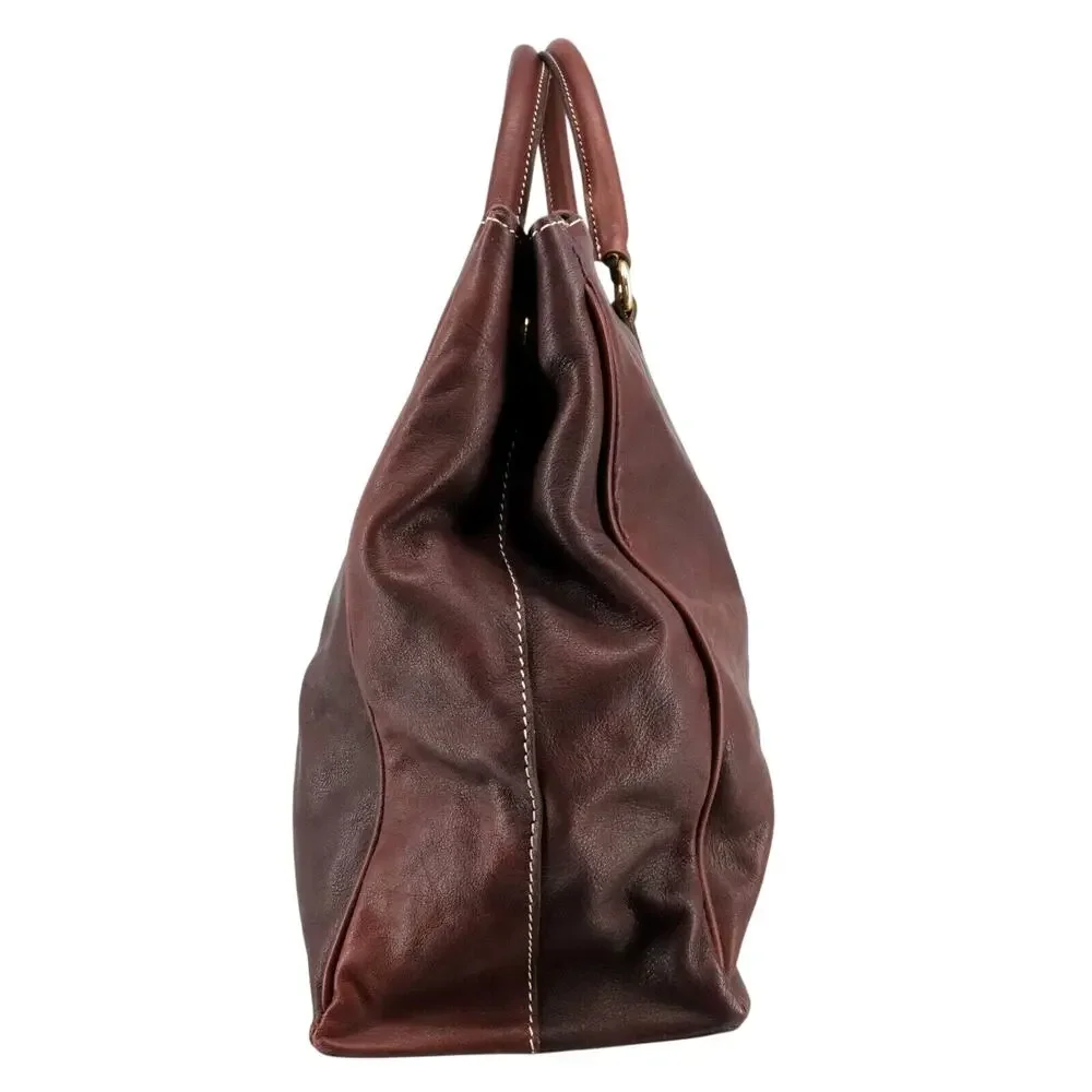 My Choice Leather Briefcase Womens Burgundy Bag Handbag Zip Lined Magnetic Italy